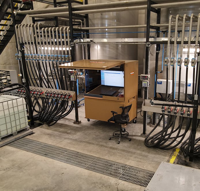 Liquid valve panel storage scale interior